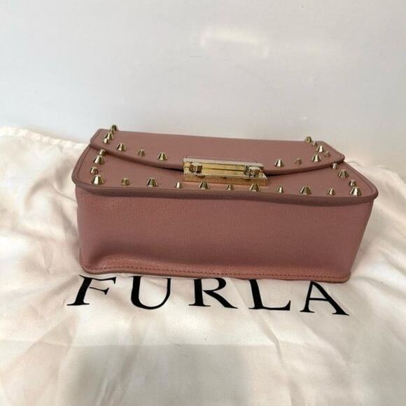 Furla Medium Julia Studded Dusty Pink Leather Bag New with tag - Picture 7 of 15
